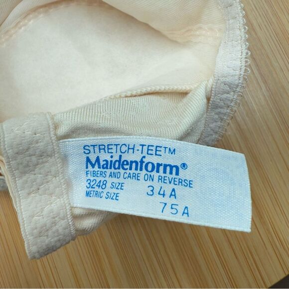 Vintage 70's Stretch-Tee Maidenform Bralette Size 34A Lace Trim Made in USA NWT - Picture 3 of 8